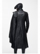 Punk Hooded Removeable One Side Shawl  Gothic Patterned Leather Collar Tree Patterned Glued Suede Men Black Coat
