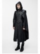 Punk Hooded Removeable One Side Shawl  Gothic Patterned Leather Collar Tree Patterned Glued Suede Men Black Coat