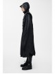 Punk Hooded Removeable One Side Shawl  Gothic Patterned Leather Collar Tree Patterned Glued Suede Men Black Coat