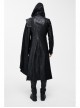 Punk Hooded Removeable One Side Shawl  Gothic Patterned Leather Collar Tree Patterned Glued Suede Men Black Coat