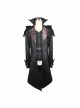 Punk Red Burnt Out Applique Collar Black Glued Suede False Two Pieces Men Removable Hooded Jacket