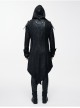 Punk Red Burnt Out Applique Collar Black Glued Suede False Two Pieces Men Removable Hooded Jacket