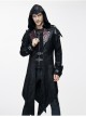 Punk Red Burnt Out Applique Collar Black Glued Suede False Two Pieces Men Removable Hooded Jacket