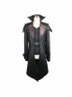Punk Red Burnt Out Applique Collar Black Glued Suede False Two Pieces Men Removable Hooded Jacket