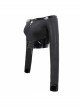 Black Twill Off-Shoulder Chest Lace-Up Long Sleeve Splice Patent Leather Waist Seal Punk Short T-Shirt