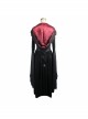 Gothic Lace Big Horn Sleeve Pointed Hat Suede Velveteen Floral Lady Tunic Voluminous Skirt wine red Satin hat black Coats