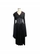 Gothic Lace Big Horn Sleeve Pointed Hat Suede Velveteen Floral Lady Tunic Voluminous Skirt wine red Satin hat black Coats