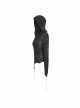 Three-Dimensional Twisted Knitted Inclined Zipper Irregular Hem Black Punk Hooded T-Shirt