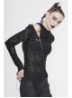 Three-Dimensional Twisted Knitted Inclined Zipper Irregular Hem Black Punk Hooded T-Shirt
