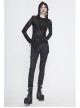 Three-Dimensional Twisted Knitted Inclined Zipper Irregular Hem Black Punk Hooded T-Shirt