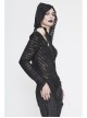 Three-Dimensional Twisted Knitted Inclined Zipper Irregular Hem Black Punk Hooded T-Shirt