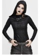 Snakeskin Ripped Pattern Triangle Metal Nail Asymmetrical Hooded Black Punk T-Shirt