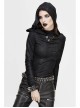 Snakeskin Ripped Pattern Triangle Metal Nail Asymmetrical Hooded Black Punk T-Shirt