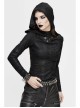 Snakeskin Ripped Pattern Triangle Metal Nail Asymmetrical Hooded Black Punk T-Shirt