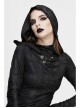 Snakeskin Ripped Pattern Triangle Metal Nail Asymmetrical Hooded Black Punk T-Shirt