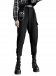 Steam Punk Casual Female Black Elastic Buckle Harem Pants