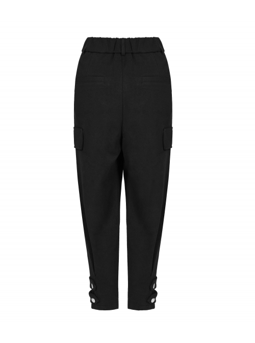 Steam Punk Casual Female Black Elastic Buckle Harem Pants