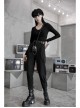Steam Punk Casual Female Black Elastic Buckle Harem Pants