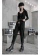 Steam Punk Casual Female Black Elastic Buckle Harem Pants