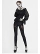 Off-Shoulder Chest Lace-Up Lace Lantern Sleeve Black Gothic T-Shirt