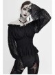 Off-Shoulder Chest Lace-Up Lace Lantern Sleeve Black Gothic T-Shirt