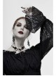 Off-Shoulder Chest Lace-Up Lace Lantern Sleeve Black Gothic T-Shirt