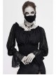 Off-Shoulder Chest Lace-Up Lace Lantern Sleeve Black Gothic T-Shirt