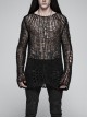 Steam Punk Male Casual Black Ripped Pullover Sweater