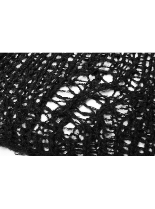 Steam Punk Male Casual Black Ripped Pullover Sweater