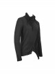 Ragged Turn-Down Collar Woolen Long Sleeve Irregular Hem Black Punk T-Shirt