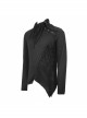 Ragged Turn-Down Collar Woolen Long Sleeve Irregular Hem Black Punk T-Shirt