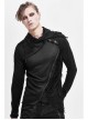 Ragged Turn-Down Collar Woolen Long Sleeve Irregular Hem Black Punk T-Shirt