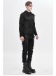 Ragged Turn-Down Collar Woolen Long Sleeve Irregular Hem Black Punk T-Shirt