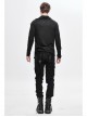Ragged Turn-Down Collar Woolen Long Sleeve Irregular Hem Black Punk T-Shirt