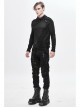 Ragged Turn-Down Collar Woolen Long Sleeve Irregular Hem Black Punk T-Shirt