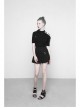 Steam Punk Female Black Bow Lace-Up Ice Silk T-shirt
