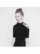 Steam Punk Female Black Bow Lace-Up Ice Silk T-shirt