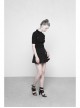 Steam Punk Female Black Bow Lace-Up Ice Silk T-shirt