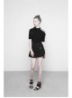 Steam Punk Female Black Bow Lace-Up Ice Silk T-shirt