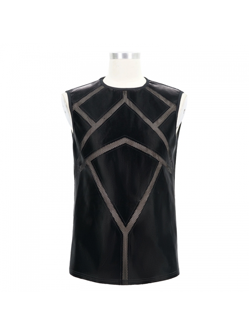 Shiny Knits Splice Armor Modeling Mesh Black Punk Vest