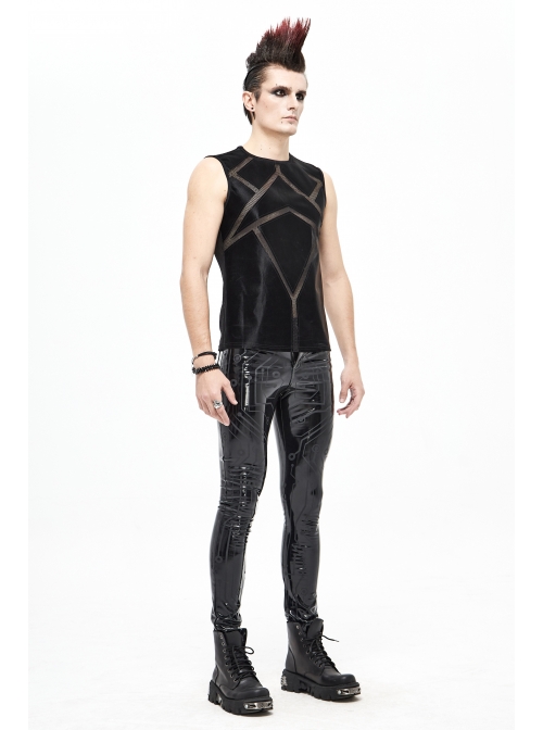 Shiny Knits Splice Armor Modeling Mesh Black Punk Vest