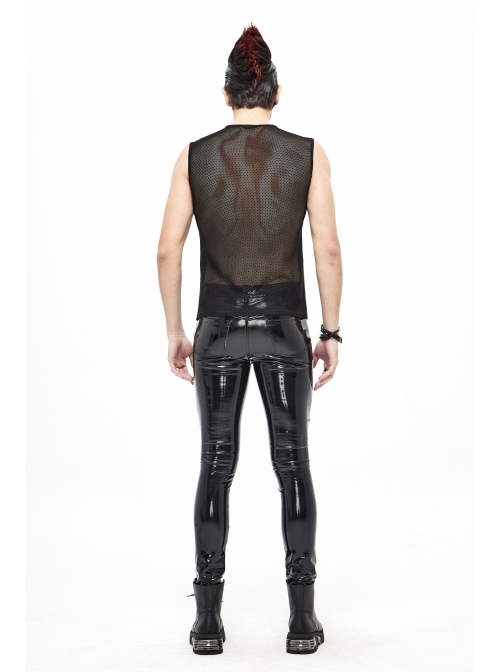 Shiny Knits Splice Armor Modeling Mesh Black Punk Vest