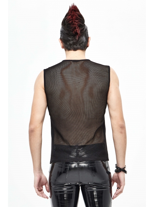 Shiny Knits Splice Armor Modeling Mesh Black Punk Vest