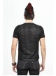 Broken Holes Thick Stripes Chest Lace-Up Black Punk Knit Short Sleeve T-Shirt