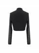 High Collar Chest Thick Rubber Print Splice Mesh Luggage Buckles Short Punk T-Shirt