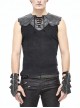 Black Striped Knitting Shoulder White Armor Shape Chest Lace-Up Punk Vest