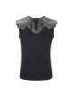 Black Striped Knitting Shoulder White Armor Shape Chest Lace-Up Punk Vest