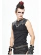 Black Striped Knitting Shoulder White Armor Shape Chest Lace-Up Punk Vest