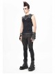 Black Striped Knitting Shoulder White Armor Shape Chest Lace-Up Punk Vest