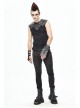 Black Striped Knitting Shoulder White Armor Shape Chest Lace-Up Punk Vest